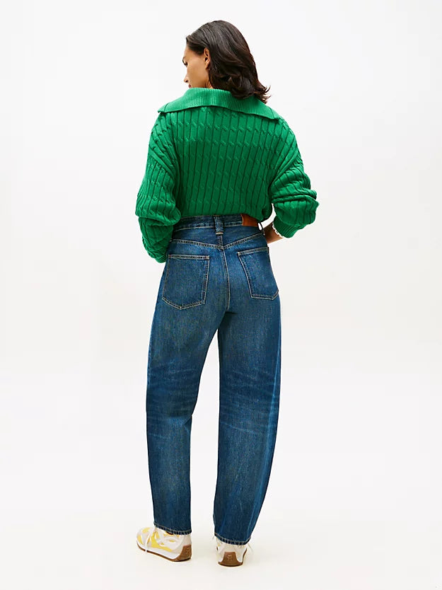 Mid Rise Tapered Barrel Leg Jeans