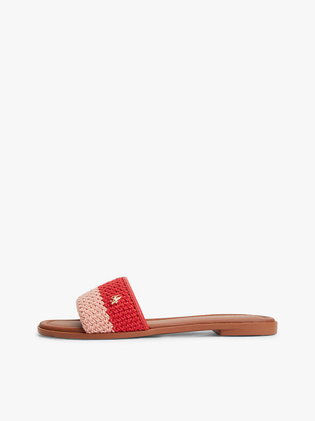 Logo Plaque Colour-Blocked Woven Mules
