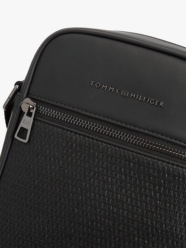 Woven Panel Crossbody Reporter Bag