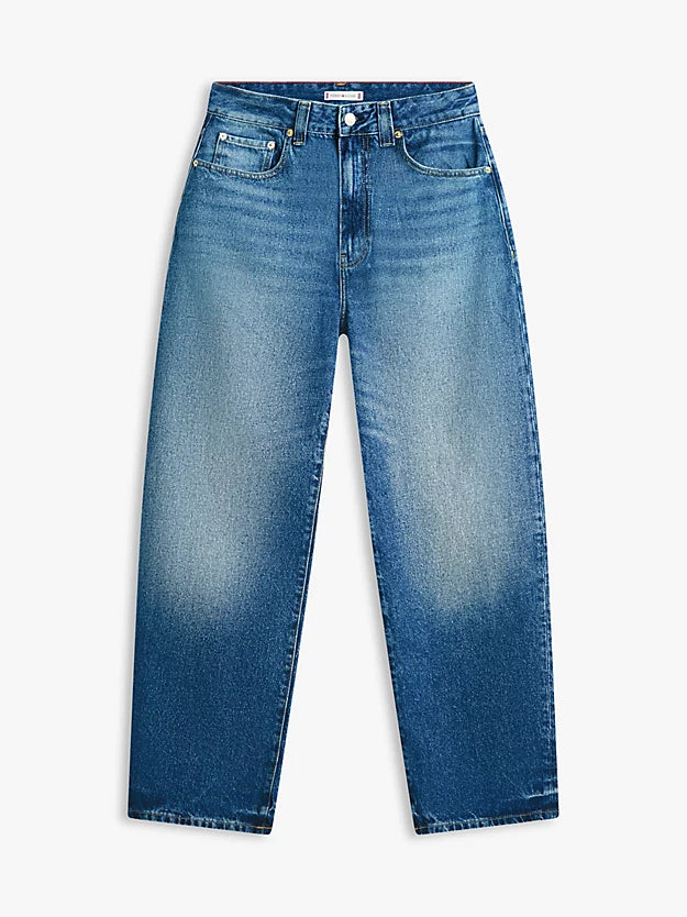 Mid Rise Tapered Barrel Leg Jeans