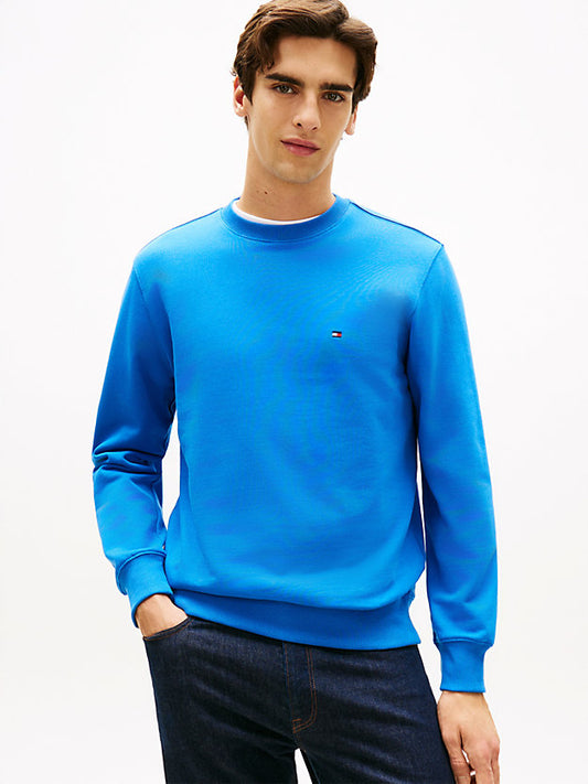 Flag Embroidery Terry Crew Neck Sweatshirt
