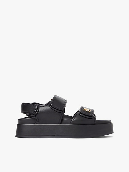 Leather Monogram Platform Sandals