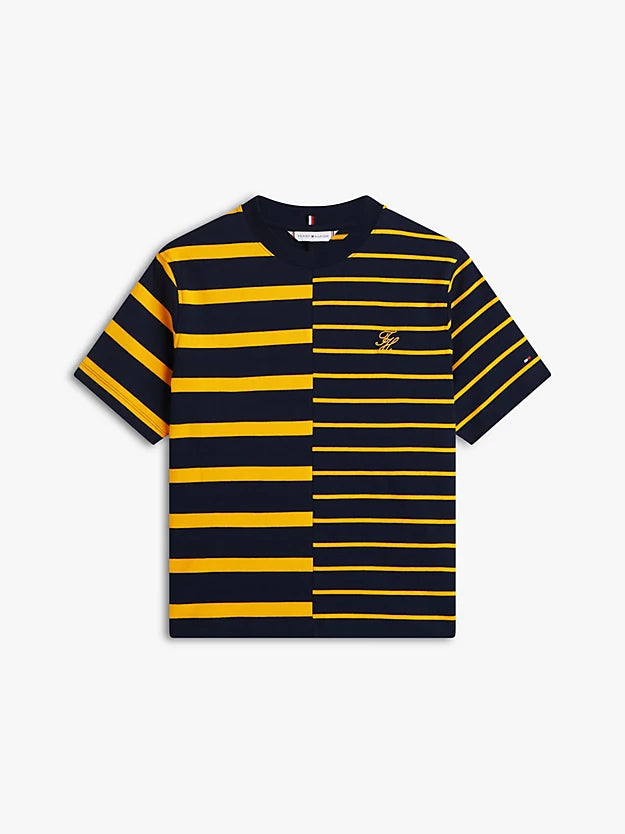 Mixed Stripe Relaxed Crew Neck T-Shirt
