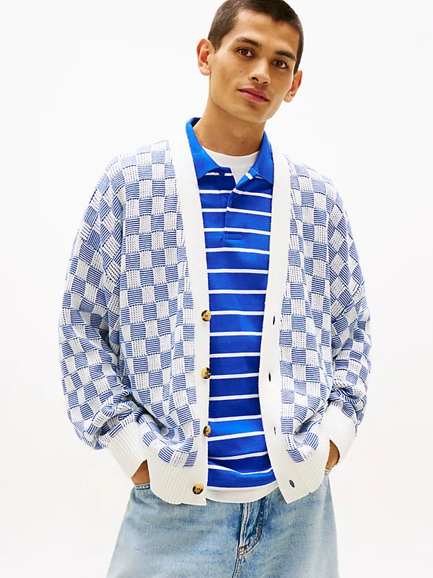 Badge Relaxed Textured Cardigan