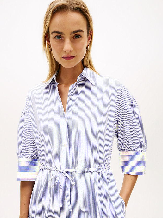 Embroidery Poplin Midi Shirt Dress