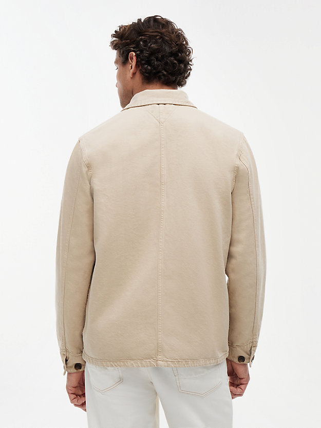 Washed Flag Embroidery Denim Chore Jacket