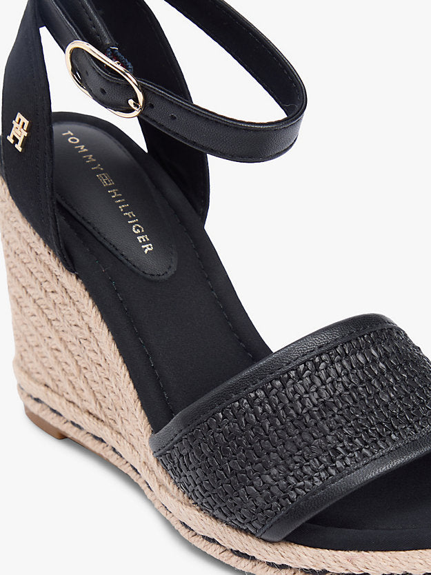 Raffia Strap High Wedge Espadrilles