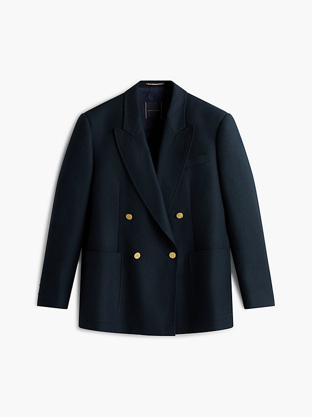 Regular Fit Wool Blend Double Breasted Blazer