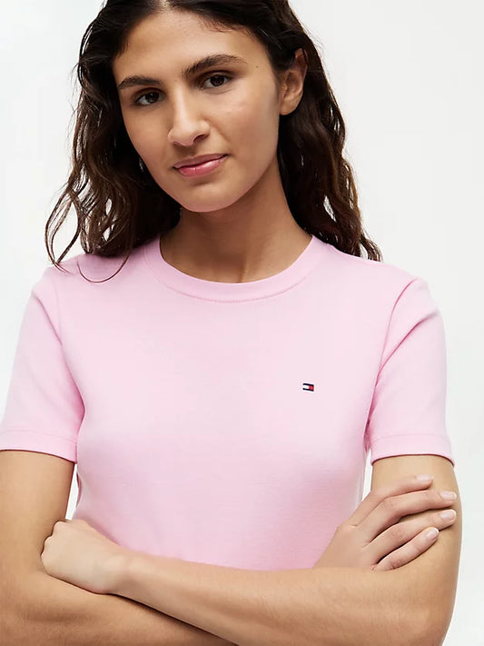Flag Embroidery Slim Crew Neck T-Shirt