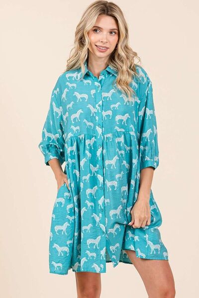 Robe chemise courte à imprimé zèbre Mittoshop