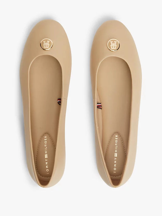 Monogram Plaque Leather Ballerinas