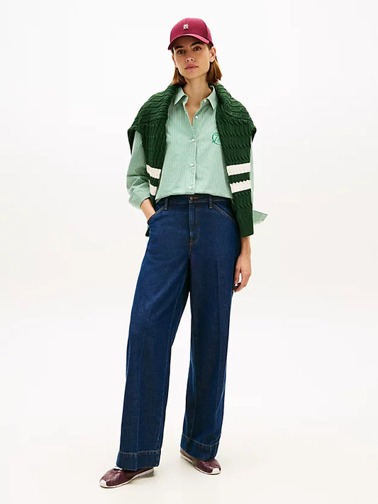 Oversized Fit Logo Embroidery Shirt