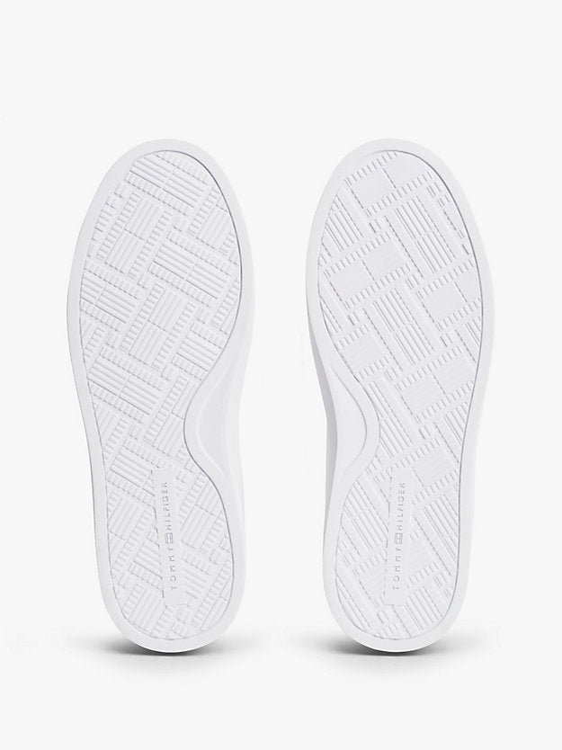 Leather Metallic Logo Cupsole Trainers