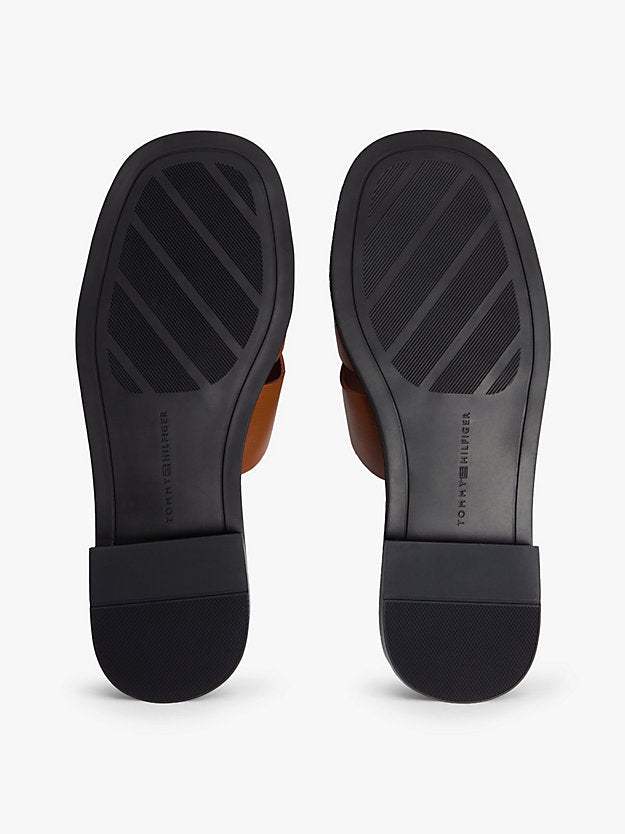Leather Crest Square Toe Sandals