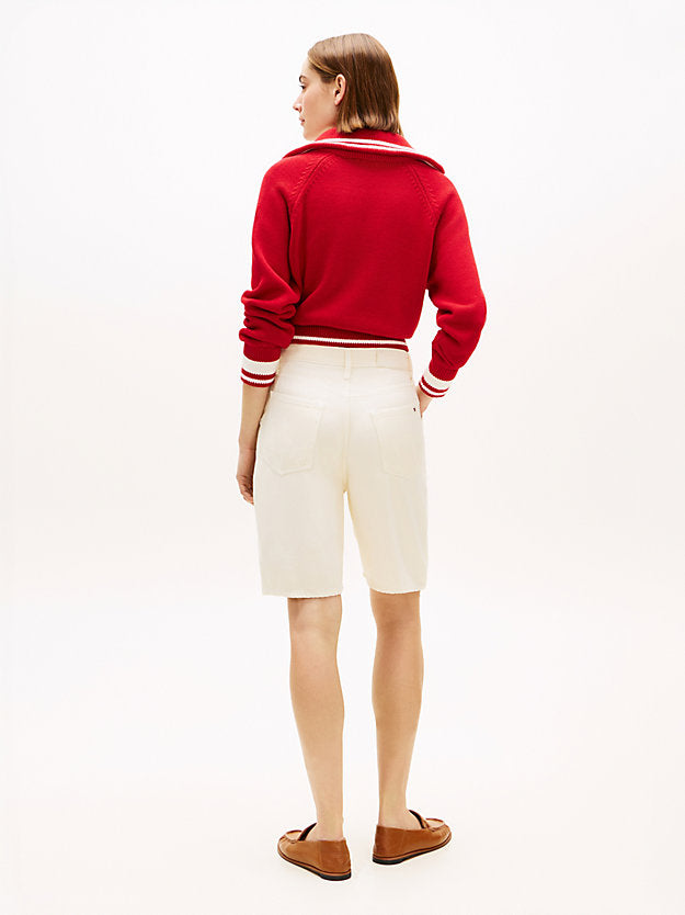 Mid Rise Relaxed Straight Leg Bermuda Shorts