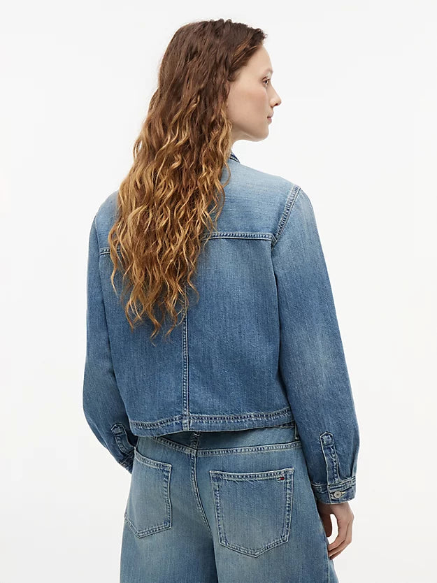 Drawstring Hem Relaxed Denim Jacket WiLinen