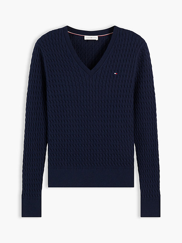 Cable Knit V-Neck Jumper