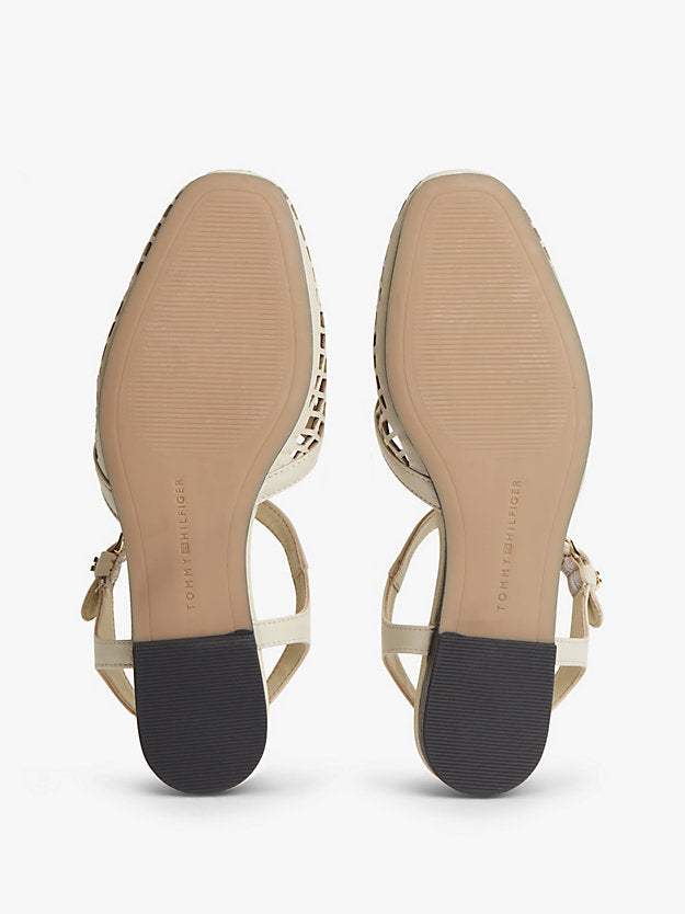 Cutout Leather T-Bar Buckle Sandals