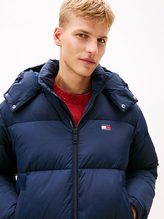 Back Logo Relaxed Hooded Puffer Jacket