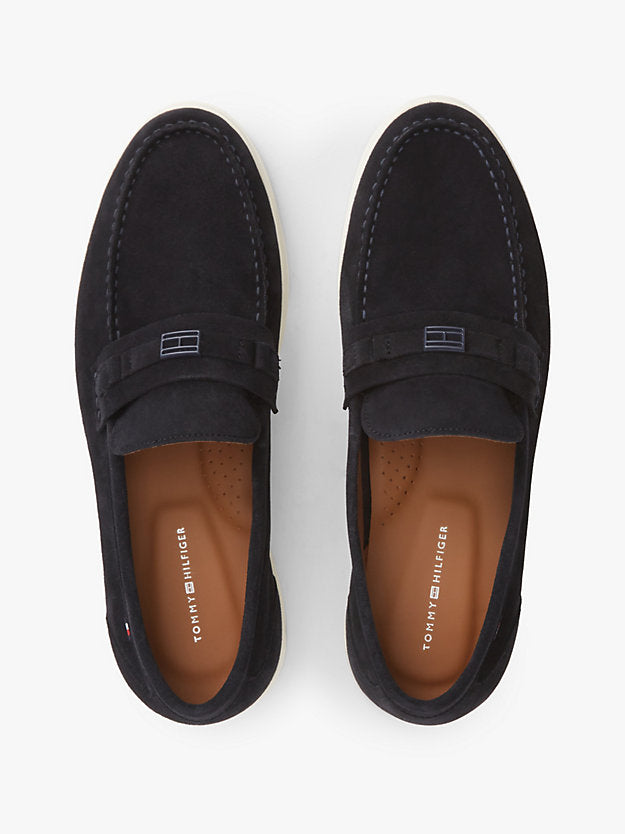 Flag Plaque Suede Loafers