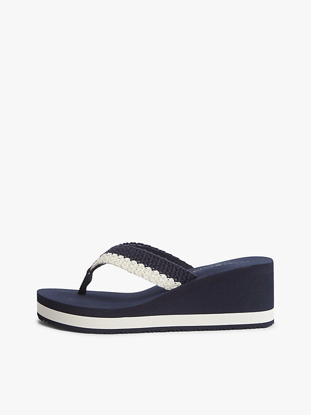 Wedge Heel Woven Flip-Flops