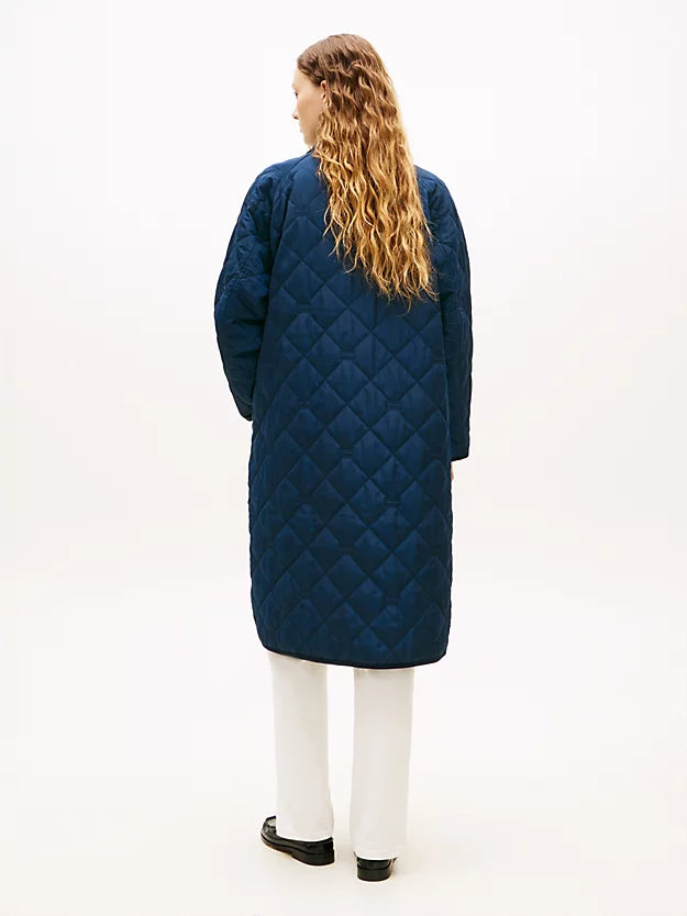 Flag Quilted Padded Oversized Longline Coat