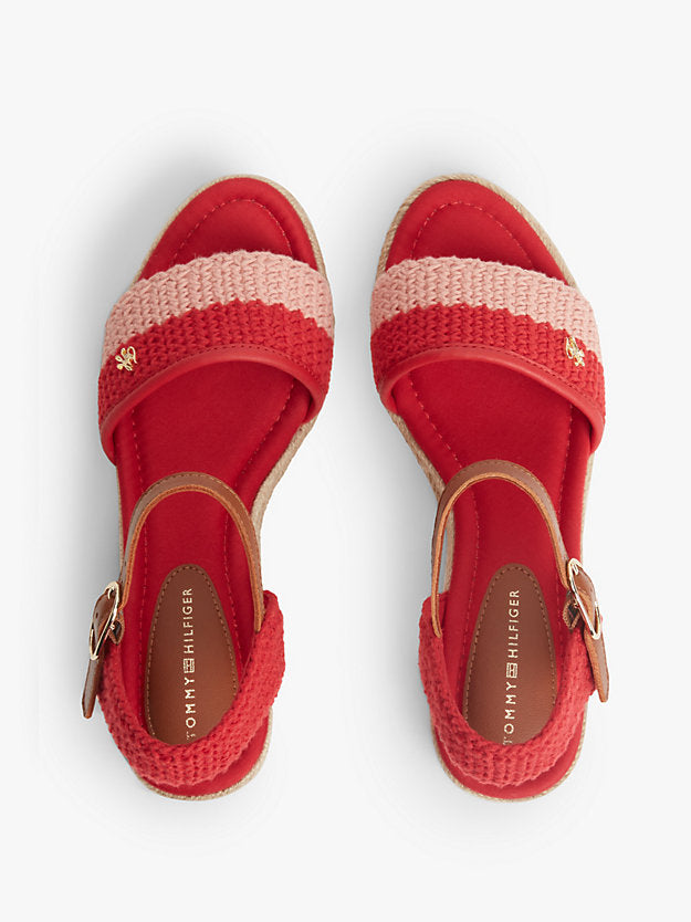 Logo Plaque Woven Wedge Heel Espadrilles