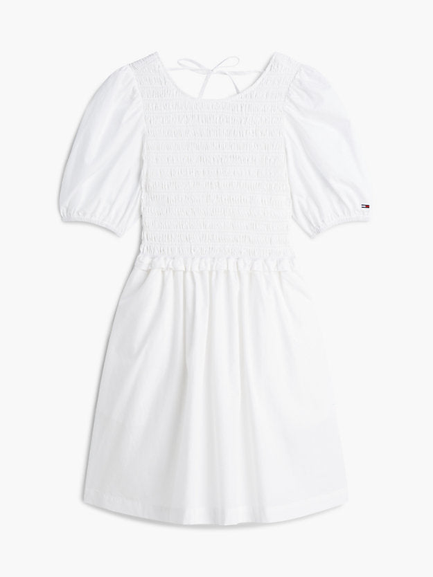 Back Tie Smock Slim Poplin Mini Dress