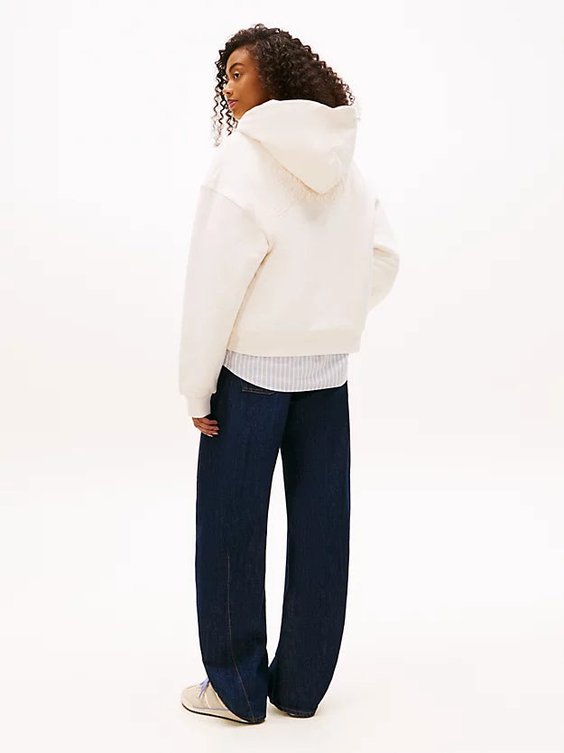 Back Logo Washed Boxy Zip-Thru Hoody