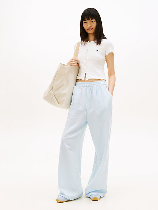 Loose Linen Blend Drawstring Trousers