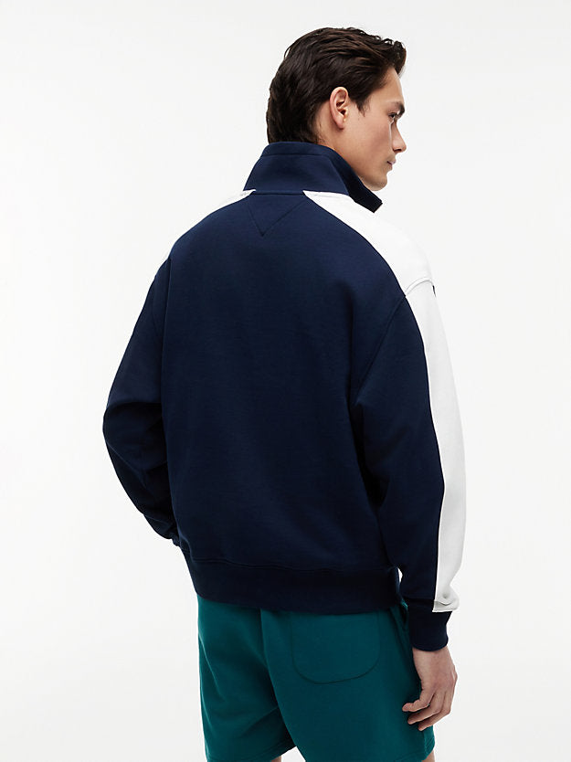 Colour-Blocked Quarter-Zip Relaxed Sweatshirt