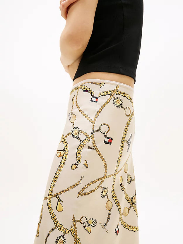 Chain Print Slim Maxi Skirt