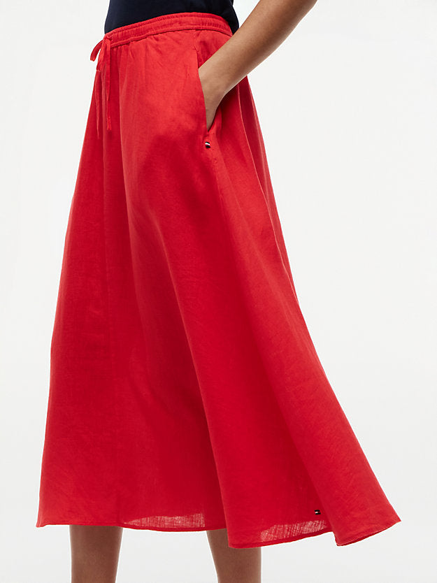 Pure Linen A-Line Midi Skirt