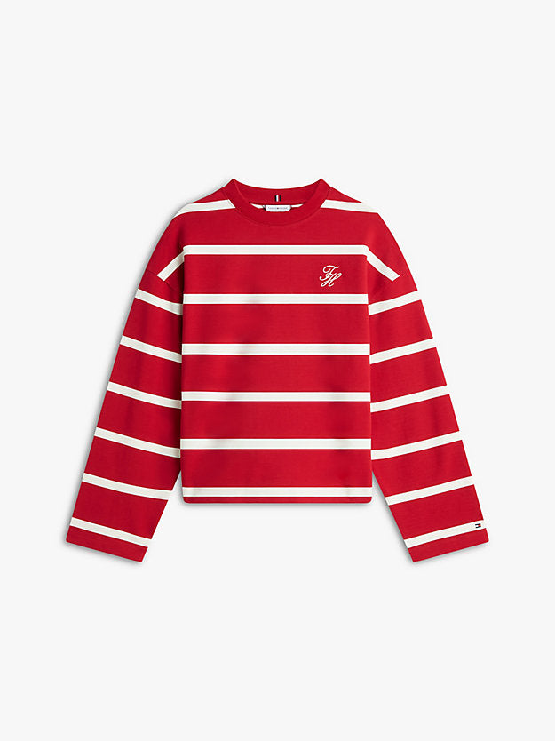 Logo Embroidery Terry Crew Neck Sweatshirt