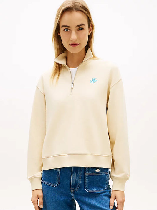Logo Embroidery Terry Quarter-Zip Jumper