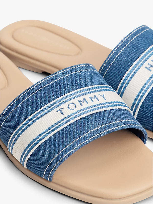 Canvas Denim Webbing Strap Mules