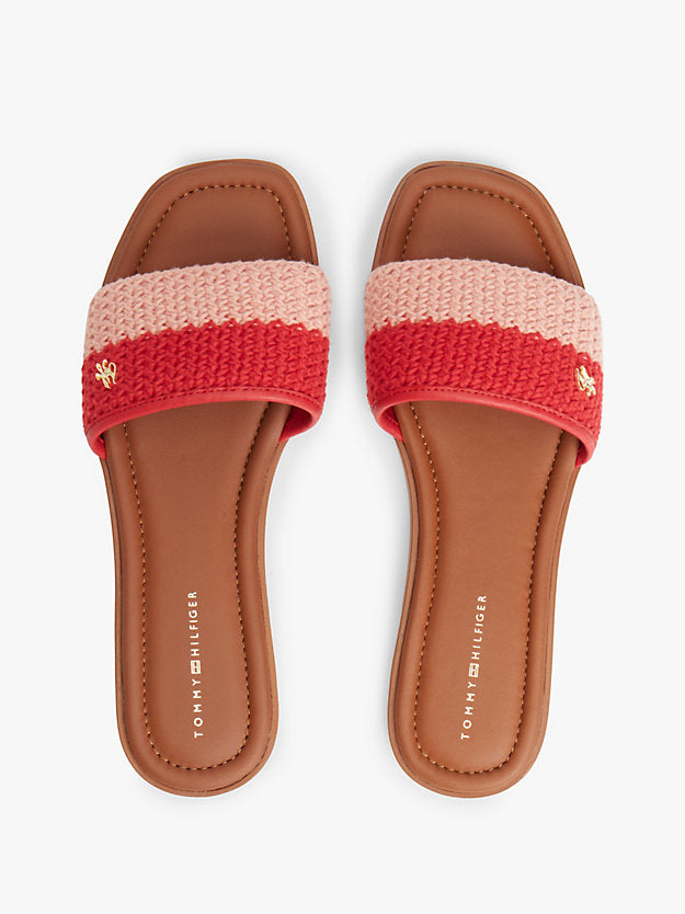 Logo Plaque Colour-Blocked Woven Mules
