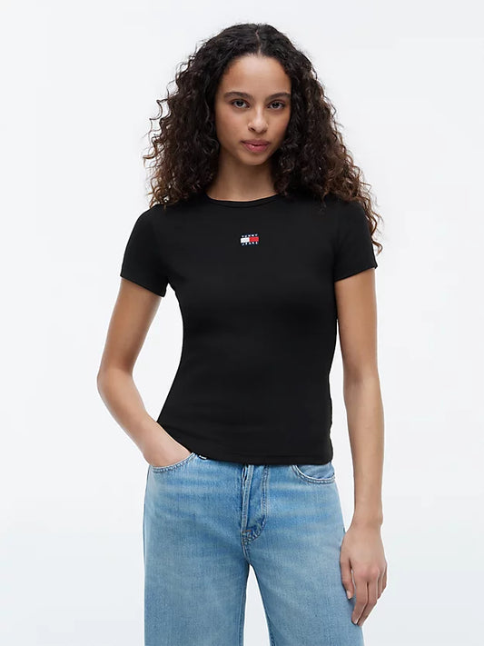 Badge Ribbed Slim T-Shirt