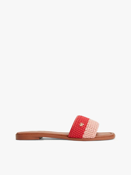 Logo Plaque Colour-Blocked Woven Mules