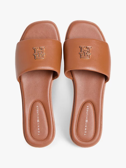 Leather Monogram Strap Mules