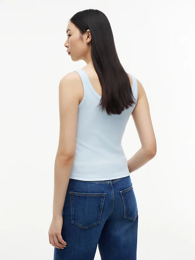 Logo Embroidery Slim Ribbed Tank Top