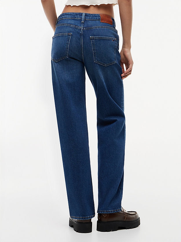 Whiskered Low Rise Straight Leg Jeans