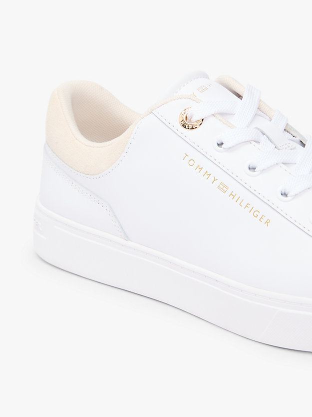 Leather Embossed Logo Cupsole Trainers