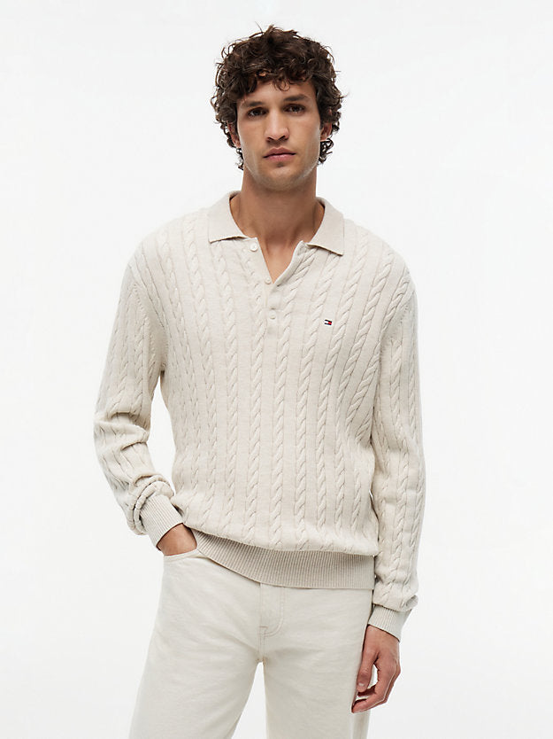 Cable Knit Polo Jumper