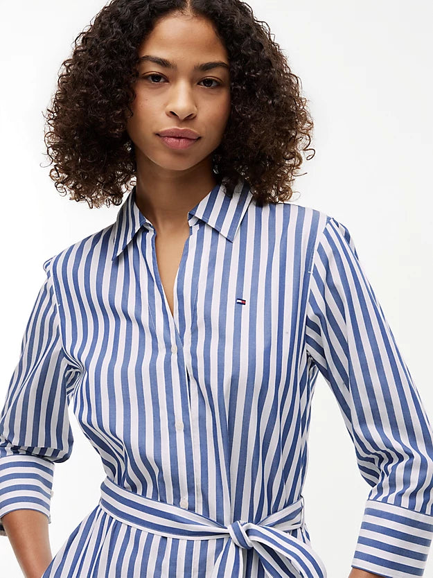 Belted Relaxed Midi Shirt Dress
