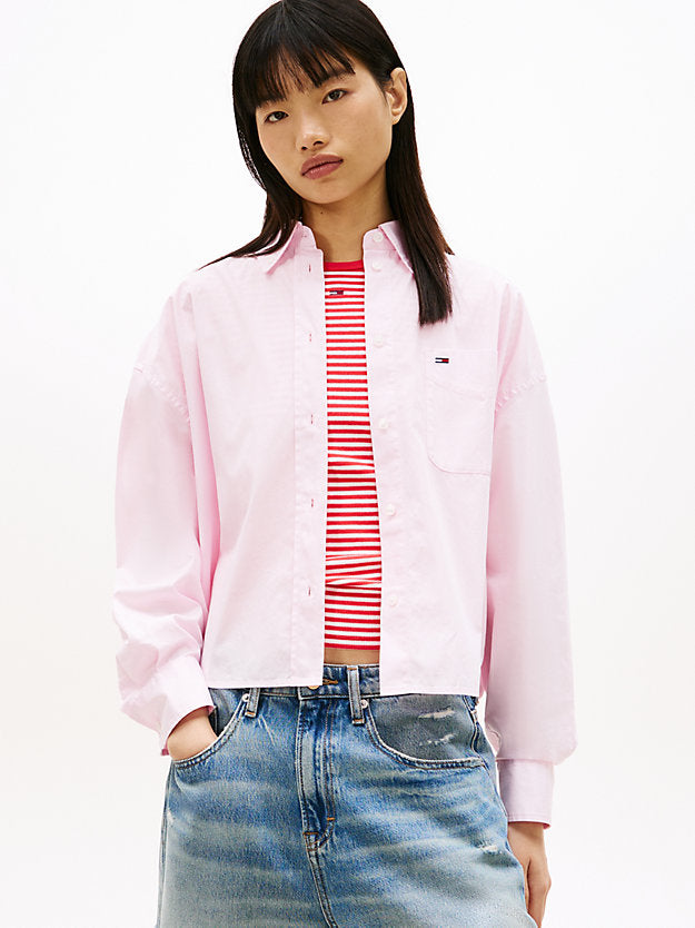 Relaxed Fit Cropped Poplin Shirt