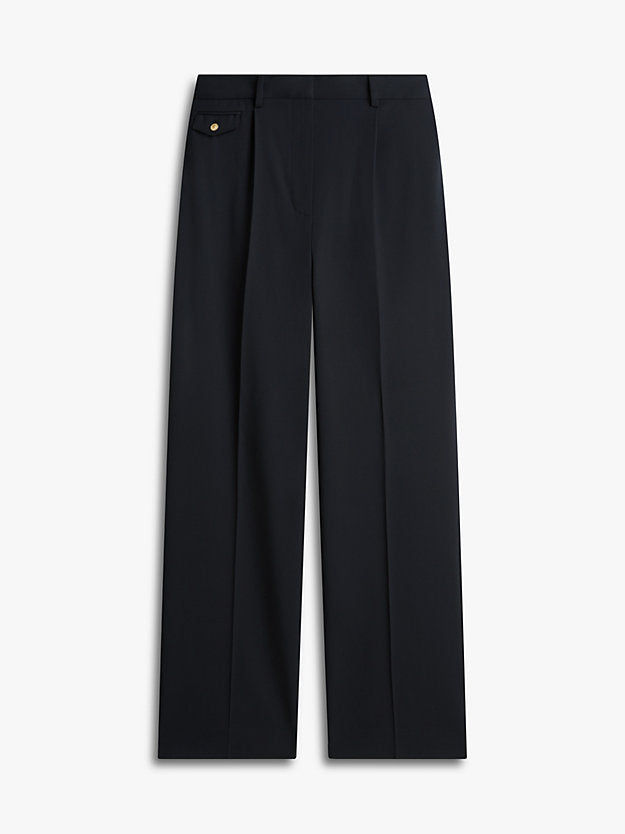Timeless Wool Blend Straight Leg Trousers