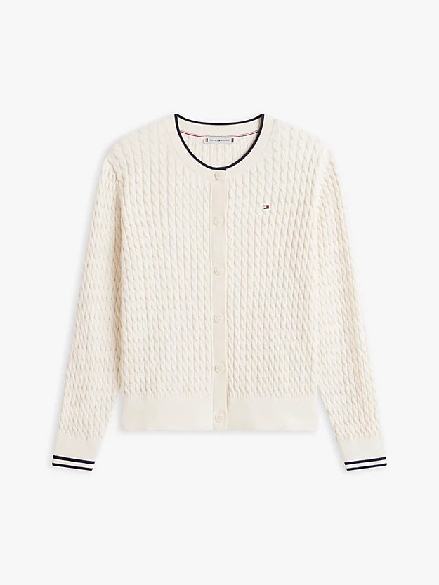 Cable Knit Crew Neck Cardigan