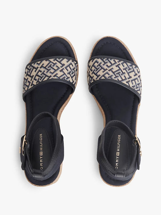 Logo Plaque Jacquard Wedge Heel Espadrilles