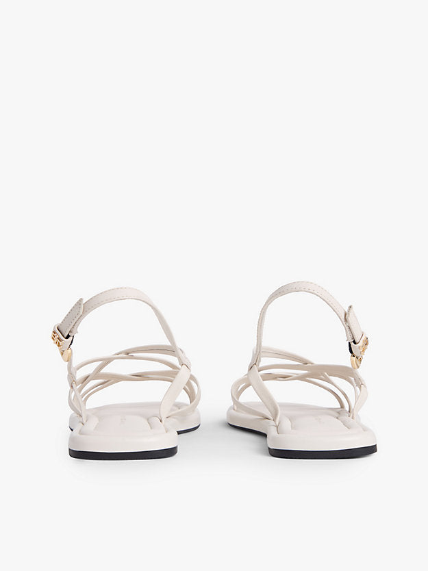Leather Crossover Strap Flat Sandals